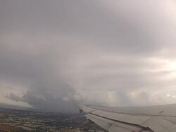 Take Off In A Thunderstorm- Commercial Air Travel Stock Footage
