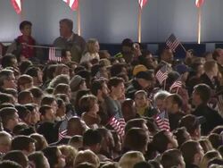November 4, 2008 HA WS Supporters of Barack Obama watch a transmission of Republican presidential nominee John McCain's concession speech on election night in Grant Park/ Chicago, Illinois/ AUDIO Stock Footage