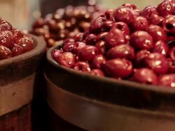  MS PAN Brazilian typical appetizers olives / Sao Paulo, Brazil Stock Footage