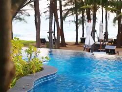 HD:Pool view with beach background Stock Footage