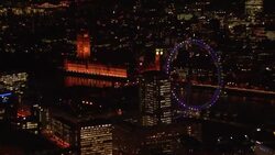 London Eye & House of Parliament Overview at Night Stock Footage