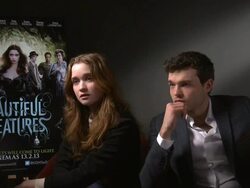 INTERVIEW: Alice Englert and Alden Ehrenreich on the humour and writing a diary at the Beautiful Creatures Interview in Londo, 28th January 2013  Stock Footage