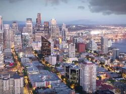 Seattle Skyline from day to nigth Stock Footage