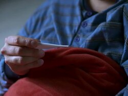 HD: Sick Man Measuring Body Temperature Stock Footage