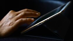 businessman hand click tablet Stock Footage