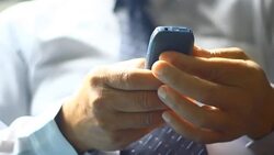 businessman hand hold phone Stock Footage