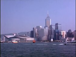 WA View across harbour to city skyline, Hong Kong Stock Footage
