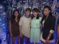 Jenna Ushkowitz, Kevin McHale, Guest and Naya Rivera at the GLEE's William McKinley High School Comes To Life At The First Ever 'SAMSUNG AT&T SPRING FLING' at New York NY.  Stock Footage