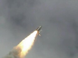 Space Shuttle Atlantis launches on final mission STS-135 Stock Footage