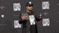 Ice Cube attends the German premiere of 'Straight Outta Compton' Stock Footage