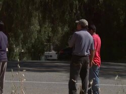 Migrant Worker Wait In Industrial Zone Stock Footage