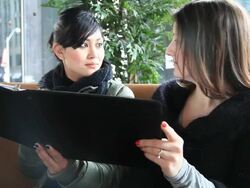 Talking in the cafe Stock Footage