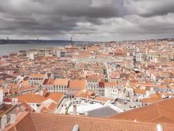 The view from Miradouro da Santa Catarina, Lisbon. Stock Footage