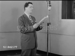 1948: CLAUDIA RADIO SHOW: Announcer in studio, SOT Coca-Cola ad: '...good times & refreshment go together...tomorrow when shopping...ice cold Coke...shop refreshed.' Instructional Video