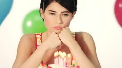Sad woman on her birthday Stock Footage