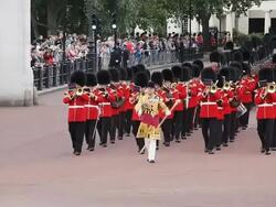Grenadier Guards Band at Buckingham Place in London. Stock Footage