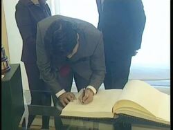 CLEAN: Tennis players Fernando Verdasco and Feliciano Lopez with the president of Madrid Esperanza Aguirre after the victory in the Davis Cup Stock Footage