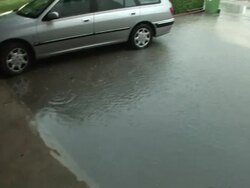 HD: Front yard in rain Stock Footage