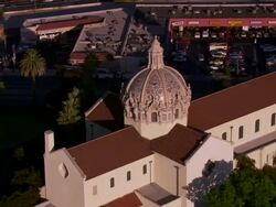 Aerial TS MS church Downtown / Los Angeles, California, United States. Stock Footage