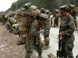 Female Marines Participate In Marine Combat Training At Camp LeJeune Stock Footage