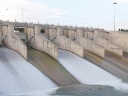 Waterfall from the dam. Stock Footage