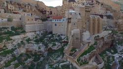 Palestine, Mar Saba Monastery in the Judean desert Stock Footage