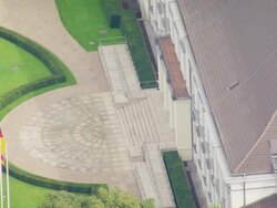 MS AERIAL Shot over roof top of neoclassical palace, official residence of president / Berlin, Germany Stock Footage