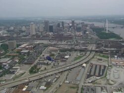 AERIAL WS TS Helicopter moving over city / St Louis, Missouri, United States  Stock Footage