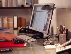 Desk, fast male Stock Footage