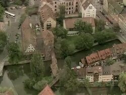 Stone Arch Bridges Over River Pegnitz Stock Footage