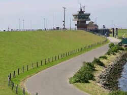 WS View of eidersperrwerk near tonning, Dithmarschen, North Sea / Tonning, Schleswig Holstein, Germany Stock Footage