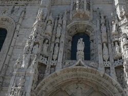 Lisbon, Jeronimos Monastery, Hieronymites Monastery (Mosteiro dos Jeronimos), Main entrance, Belem Stock Footage