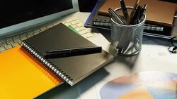 Home Office With Laptop Stock Footage