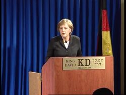 German Chancellor and Olmert on Iran, Hamas, funding for Palestine News Clip