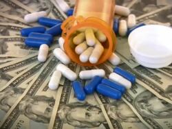 Money and medicine. Medical expenses. Dollars, cash, drugs, pills. Stock Footage