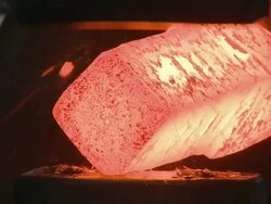 CU Workpiece in process at hammer mill  / Gueglingen, Baden-Wuerttemberg, Germany Stock Footage