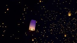 Sky Lanterns Flies Into The Night Sky Stock Footage