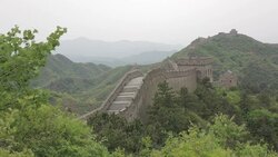 Tourists Walking On The Great Wall Of China Stock Footage