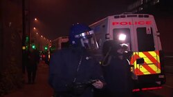 Riot police arriving at a disturbance at HMP Birmingham which has spread to four wings of the prison. News Clip