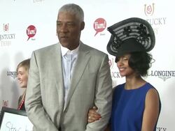 Julius 'Dr. J' Erving and guest at  Moet & Chandon Toasts The 139th Kentucky Derby Stock Footage
