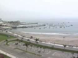High shot of Lima's beachfront News Clip