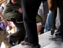 MS Shot of people going up stairs at senso ji temple / Asakusa, Tokyo, Japan Stock Footage