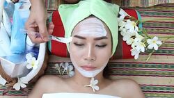 beautiful woman asia in spa environment and Beautiful woman with facial mask at beauty salon Stock Footage