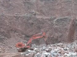 WS machinery working at quarry / Taben-Rodt, Rhineland-Palatinate, Germany Stock Footage