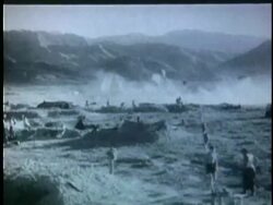 1950s B/W MONTAGE French soldiers at military camp and paratroopers landing during French Indochina War / Vietnam Stock Footage