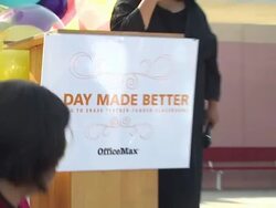 NEWS CAPSULE REPORTER/CHYRON: OfficeMax Presents A Day Made Better with Selena Gomez, Los Angeles, CA, 10/06/09 Stock Footage