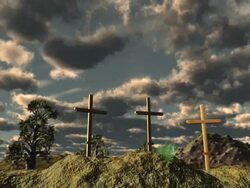 Three crosses on Calvary outside Jerusalem Stock Footage