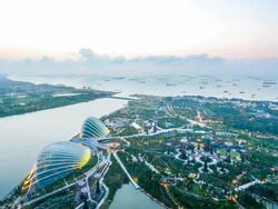 cityscape of singapore with sunrise,time lapse Stock Footage