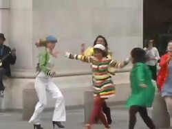 The cast of 'Glee' shoot a big musical number in Washington Square Park in Greenwich Village in New York 04/29/11 (Footage by WireImage Video/GettyImages) Stock Footage