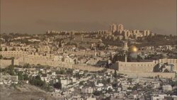 Sunlight glints off the Dome of the Rock in Jerusalem. Stock Footage
